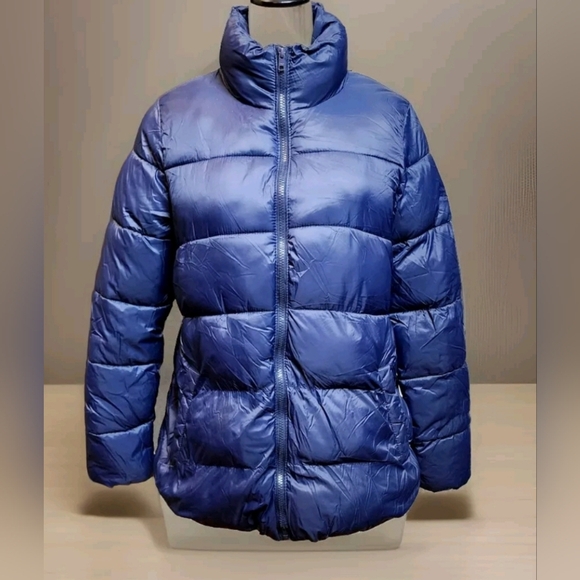 Old Navy Jackets & Blazers - Old Navy Blue Maternity Puffer Winter Jacket Coat Size MEDIUM Zip Front